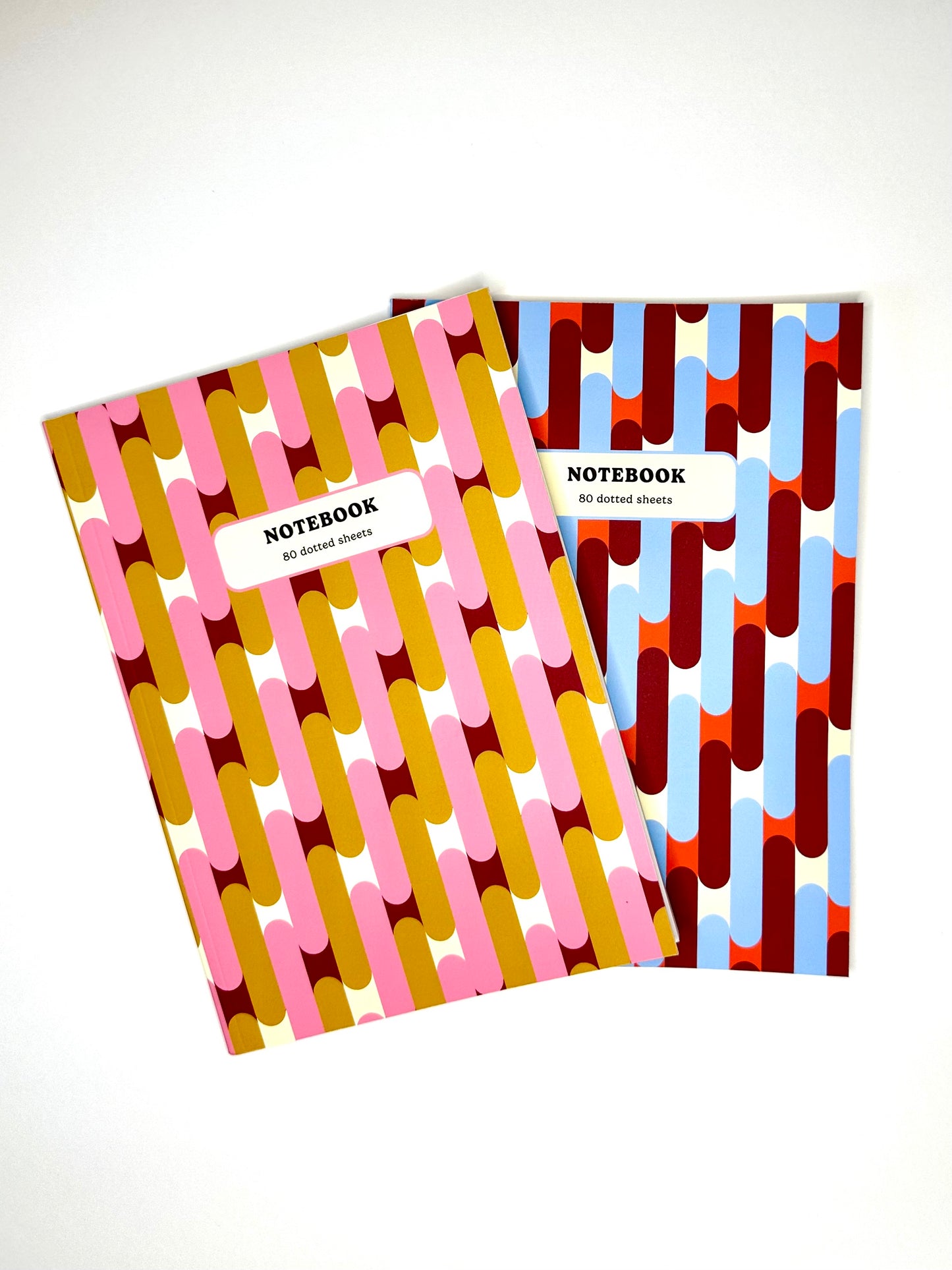 A5 Notebook - pink/mustard/burgundy