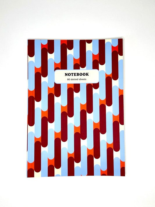 A5 Notebook - sky blue/red/burgundy